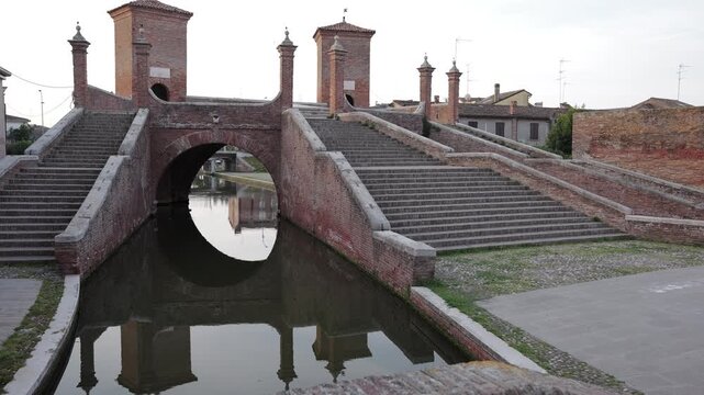 Comacchio, Ferrara, Emilia Romagna, Italy - April 29, 2026 - Views of the lagoon city's historic center