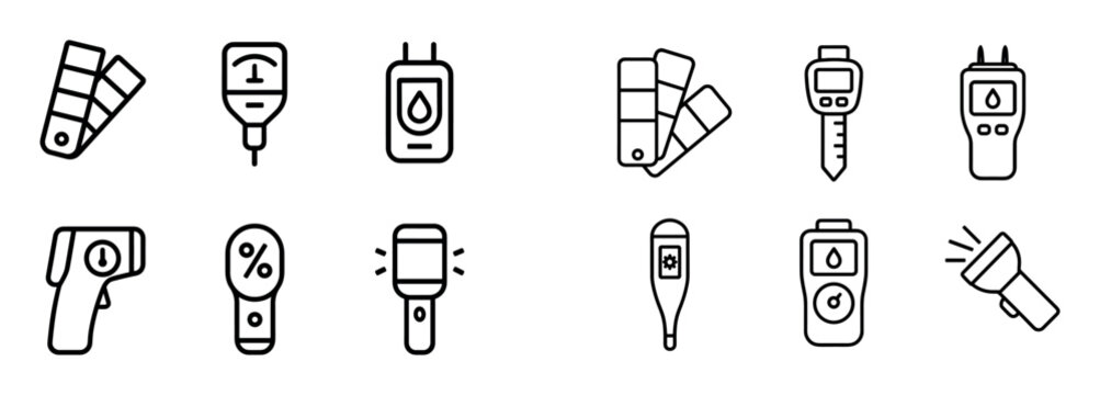 Medical icons with meter thermometer drip outline