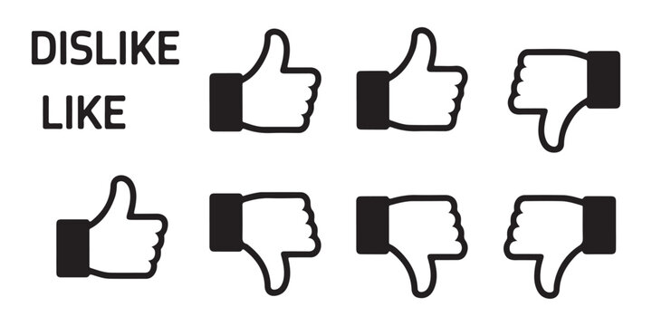 Social media voting buttons with like and dislike hand symbols for content review and feedback systems design.