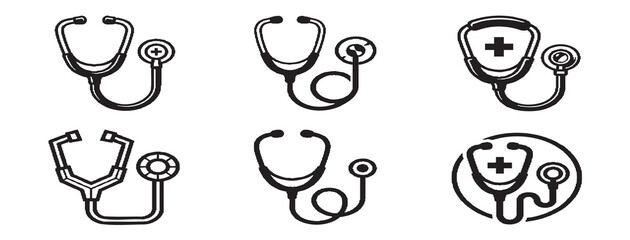 Fototapeta premium Various stethoscope illustrations for medical use on 046 reference file