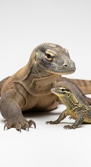 Fototapeta premium indonesian Wildlife Illustration of Komodo Dragon Pair Standing