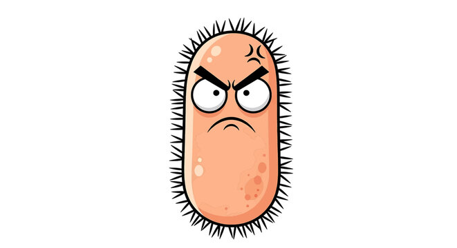 Cartoon angry bacterium character