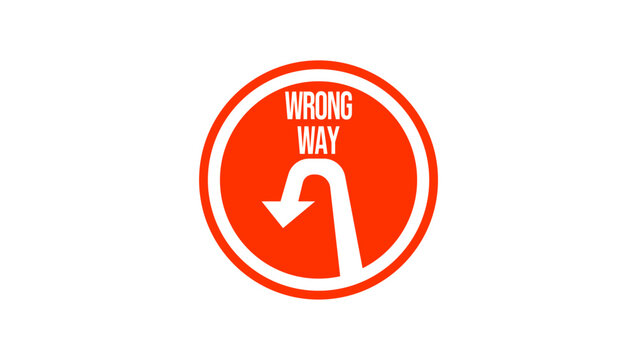 wrong way sign, red isolated vector silhouette