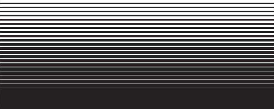 Line halftone gradation texture. Fading horizontal stripe gradient background. Repeating pattern backdrop. Black parallel thin to thick lines backdrop for overlay, print, cover, graphic design. Eps10