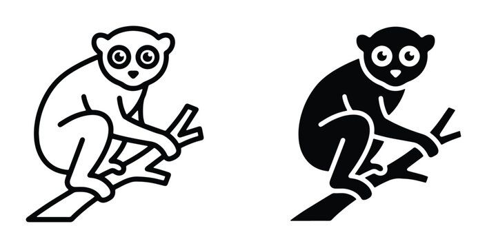 lemur vector silhouettes set on white background
