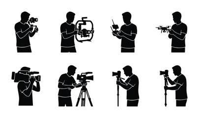 Camera operators in various shooting scenarios - vector illustration © Arifur