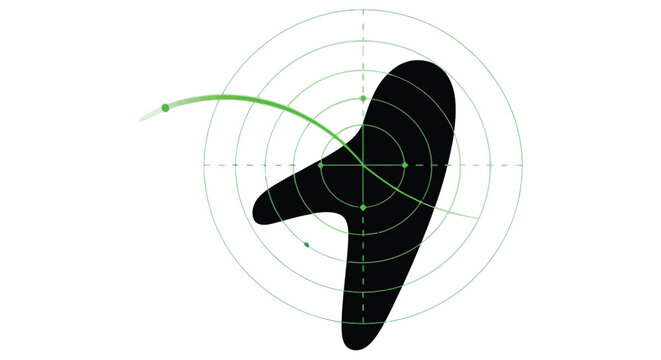 Abstract green radar chart with a dark shape and curved line element