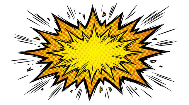 Retro Yellow and Orange Comic Book Blast Bubble Vector with Speed Lines and Dot Texture