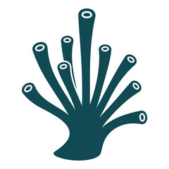 Teal colored jellyfish with white circles on tentacles isolated on white background icon © Sajid