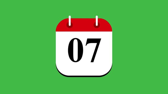 The flow of time: calendar pages turning animation. 1 to 26 Dates changing time lapse of month in calendar. calendar animation with green screen background.
