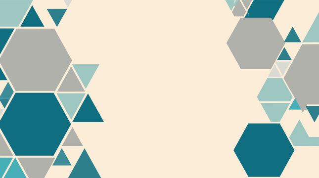 A modern minimalist design featuring overlapping polygons in teal and grey tones, perfect for corporate presentations and web backgrounds.