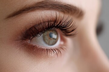 Fototapeta premium Macro Portrait: Womanâ€™s Eye Highlighting Eyelash Extensions