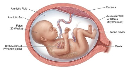 Obraz premium Isolated Medically Accurate Illustration of a Human Fetus in the Womb
