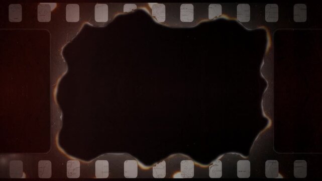 Vintage film burn transition with alpha channel. Transparent Apple ProRes 4444 overlay with burnt edges and film frame texture for cinematic VFX, compositing, and motion graphics.