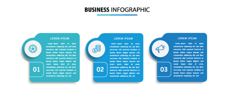 Business infographic template with 3 options or steps	