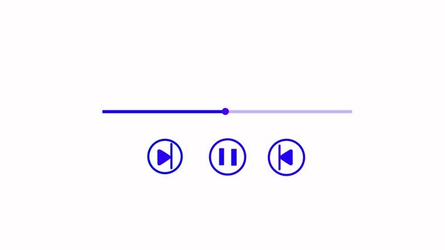 blue video and audio music play button animation icon . Play button animation icon concept.Video and audio music play button animation icon on white background.