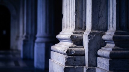 Fototapeta premium close up of classical marble pilasters in dramatic light
