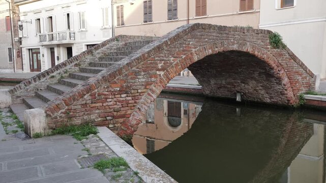 Comacchio, Ferrara, Emilia Romagna, Italy - April 29, 2026 - Views of the lagoon city's historic center