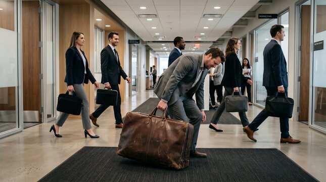 A visual metaphor illustrating how unequal burdens and expectations impact individuals differently within the same system.