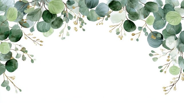 Minimalist floral frame with eucalyptus leaves for stationery