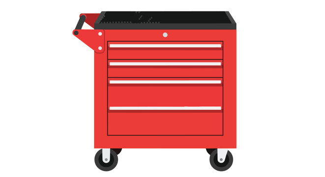 Red Metal Rolling Tool Chest with Drawers for Garage and Workshop Storage Illustration