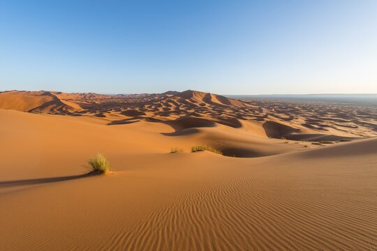 Red sand dunes in the desert, dune landscape Erg Chebbi, Merzouga, Sahara, Morocco