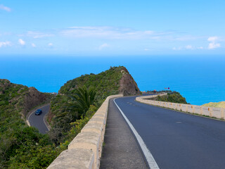 Fototapeta premium wild coast of Tenerife with Anaga mountines and serpentine roads, Tenerife, Spain