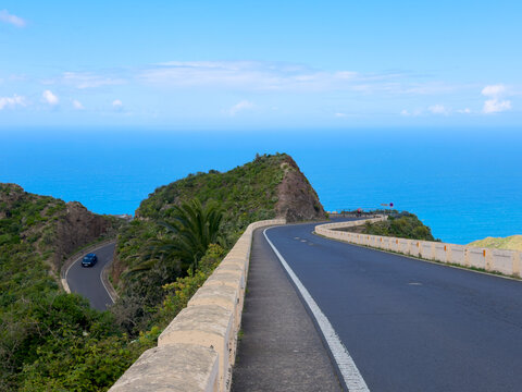 wild coast of Tenerife with Anaga mountines and serpentine roads, Tenerife, Spain