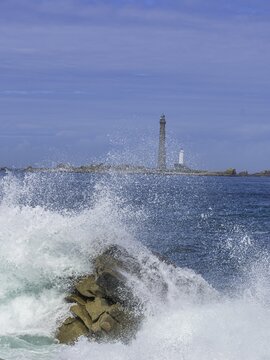 View to the lighthouse on I'lle Vierge, Plouguerneau, D&eacute;partement Finist&egrave;re, France