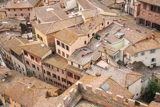 Tiled roofs, Siena, Tuscany, Italy