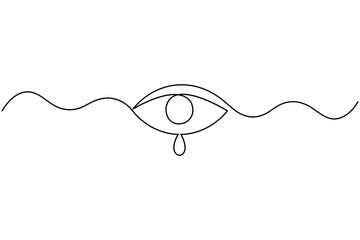 Fototapeta premium Eye continuous one line drawing minimalist outline vector on white background 
