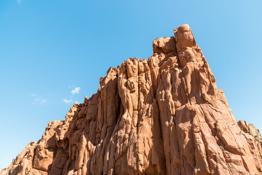 The famous red porphyry rocks, known as &ldquo;Rocce Rosse,&rdquo; located at the port of Arbatax, Sardinia, Italy.