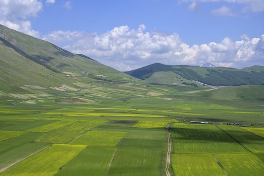 Pan Grande plateau in the Monti Sibillini National Park, Castelluccio, province of Perugia, Italy