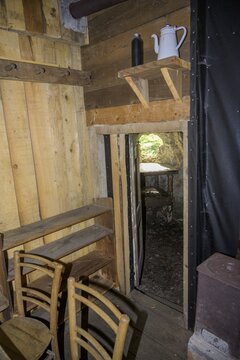 Barracks at the Grande Guerra theme trail on the battles in World War 1, Malborghetto Valbruna, Udine Province, Italy