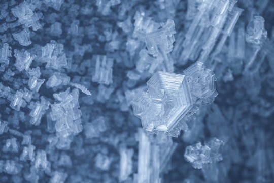 Ice crystals on glacier wall, glacier cave, ice cave, Morteratsch glacier, Engadin, Graub&uuml;nden, Switzerland