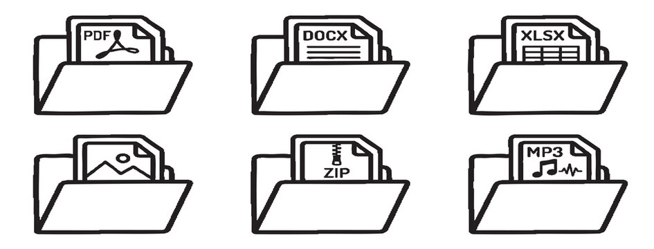 Illustration of various file folders and documents on a computer screen for organization 013