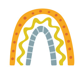Naklejka premium Rainbow Abstract Arch Motif Boho Cartoon