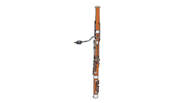 Classical Bassoon Woodwind Musical Instrument Illustration Isolated on White Background
