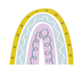 Obraz premium Rainbow Arch With Doodle Patterns Cartoon