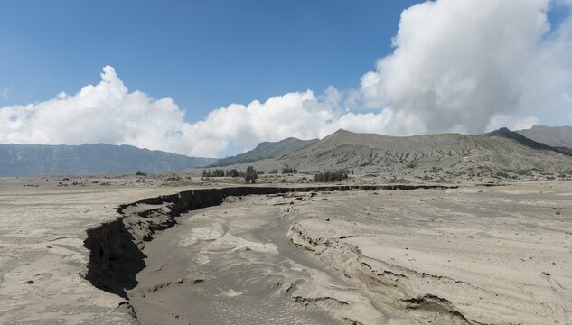 Fissure, Mount Bromo fuming, volcano,  Bromo Tengger Semeru National Park, East Java, Indonesia