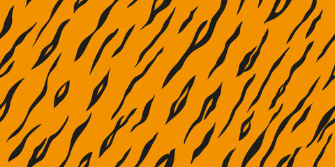 Naklejka premium Tiger stripes and scratches skin seamless pattern. Wild animal skin texture for print, fabric, textile, wrapping paper, background, wallpaper.