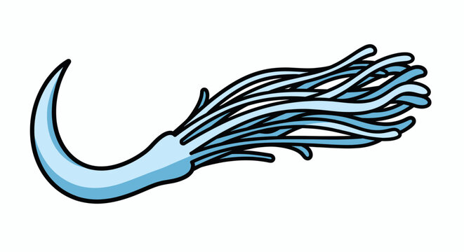Microscopic bacterium organism vector illustration with flagella