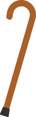 Obraz premium Simple wooden walking cane with rubber tip flat design white background mobility disability