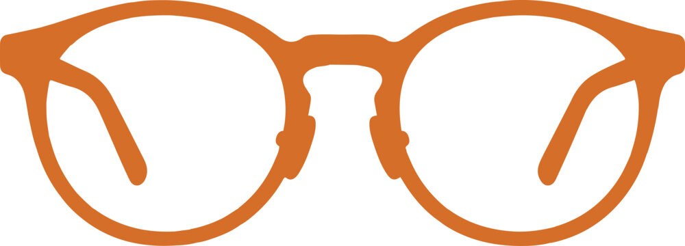 Orange round eyeglasses frames on a white background with reading glasses clear lens vision care