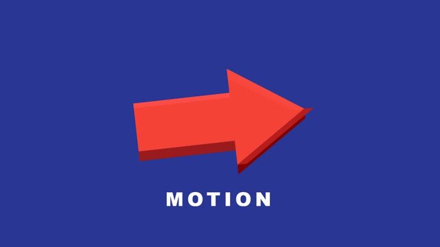 Animated Red Arrow Pointing Right Indicating Motion on Blue Background