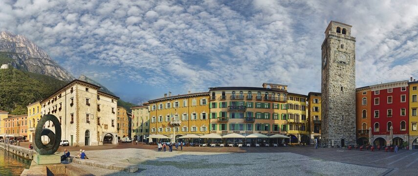 Piazza Novembre with Torre Apponale, Riva del Garda, Lake Garda North, Trento, Trentino-Alto Adige, Italy