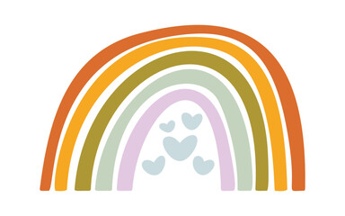 Naklejka premium Rainbow Arch With Hearts Boho Cartoon