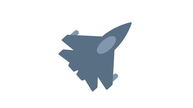 Fighter Jet Icon, Vibrant Colored Animation, Seamless Loop, 4K Transparent Background