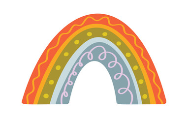 Naklejka premium Rainbow Arch Boho Decorative Pattern Cartoon