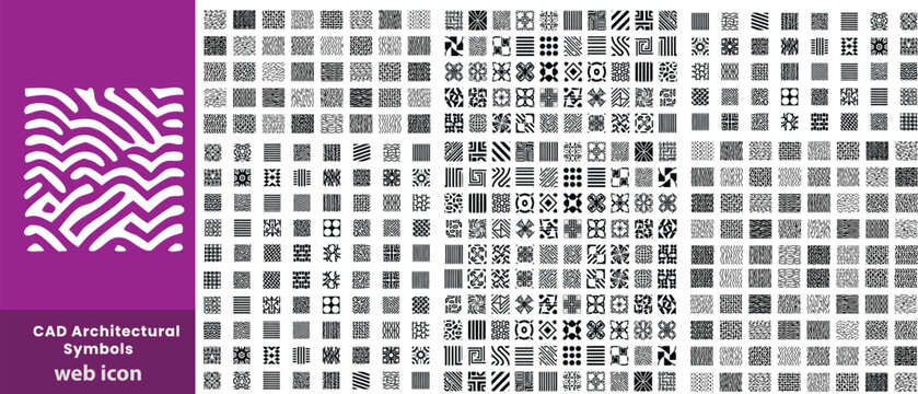 CAD Architectural Symbols and Hatch Pattern Collection Seamless Material Texture Set for Floor Plan Drafting